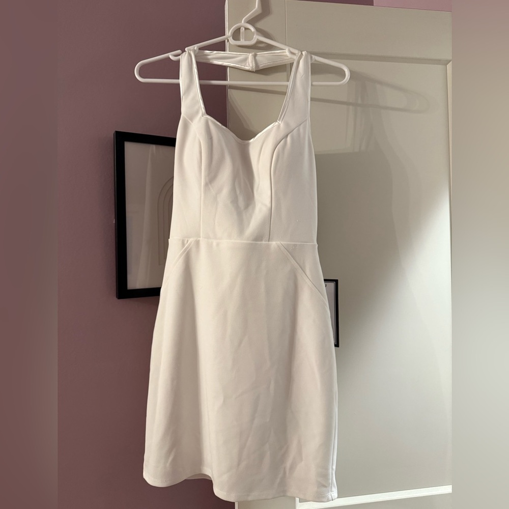 Macy's White Mini Dress with Halter Neckline